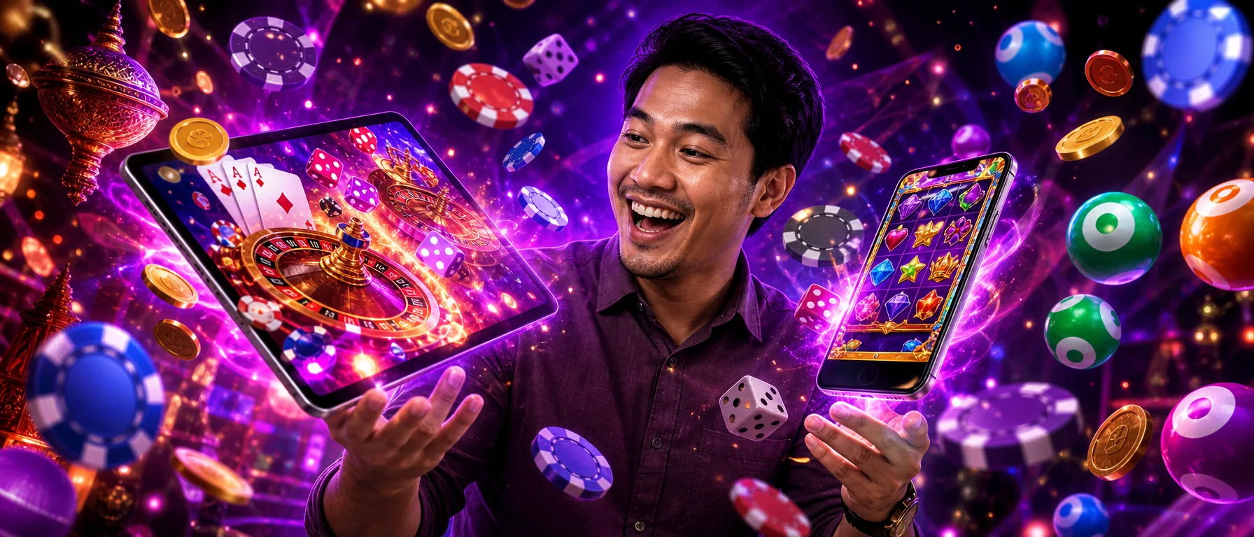 Curious How Aladdin99 Actually Works? Here's the Full Picture.. Before you commit, walk through exactly wha… – neon arcade purple illustration